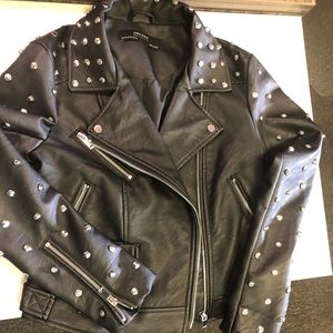 Zara black studded jacket with sugar skull